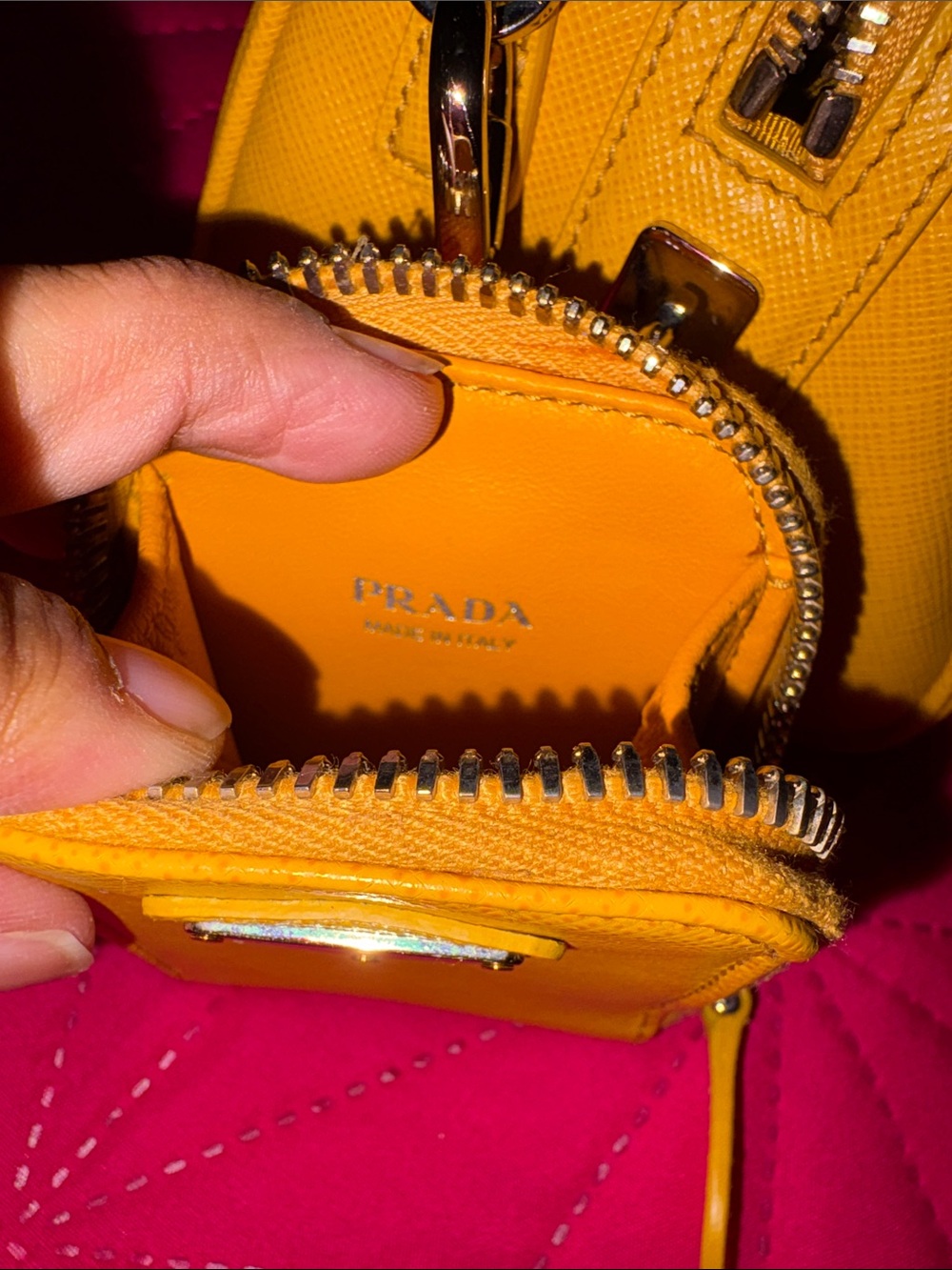 Prada Yellow Saffiano Leather Mini Bowling Bag - Picture 8 of 11